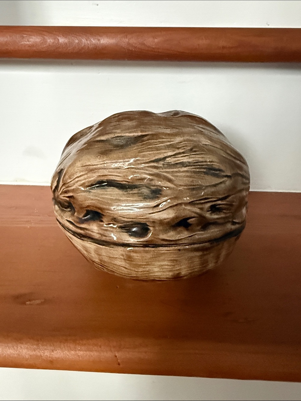 MCM Ceramic Walnut Decorative Box